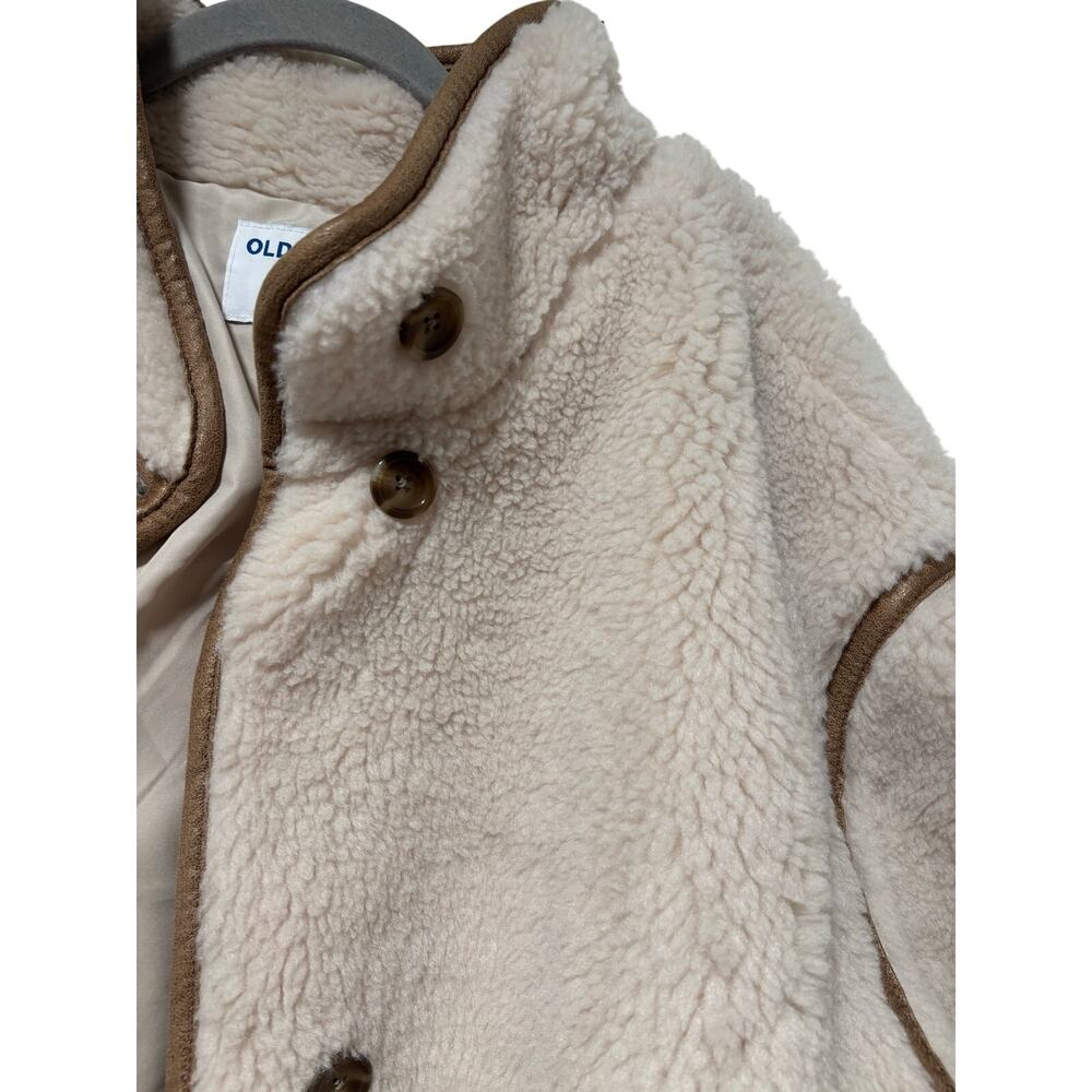 Old Navy Sherpa Fleece Jacket Women’s XXL Cream Button Front Cozy Teddy Coat - Picture 10 of 11